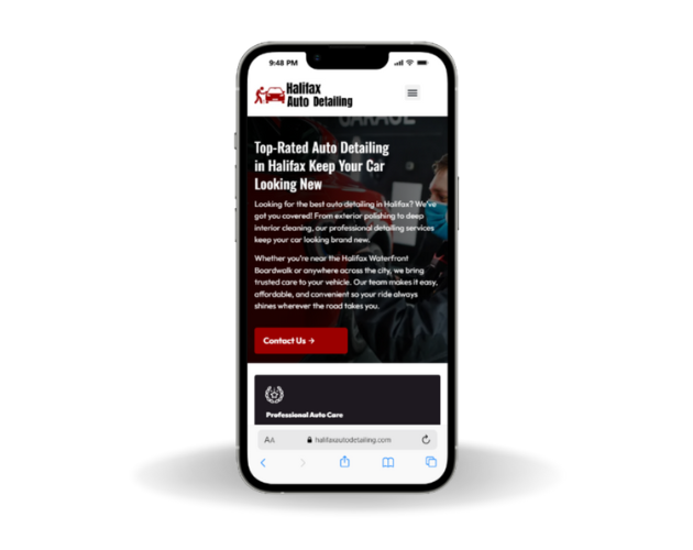 Auto Detailing website mockup