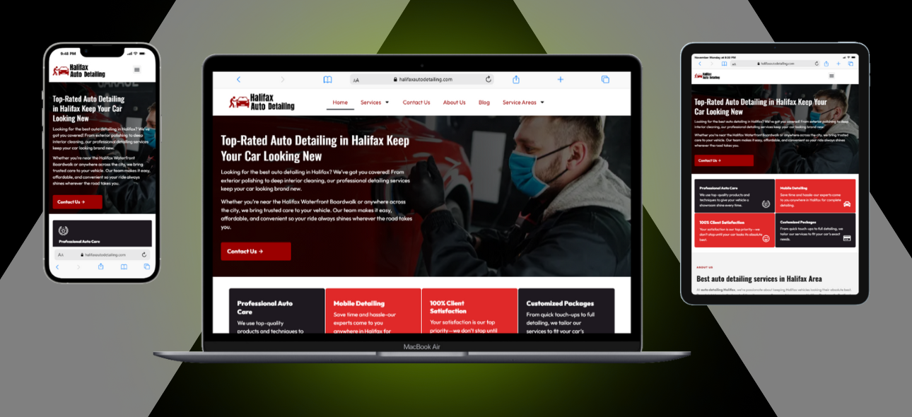 Detailing website mockup